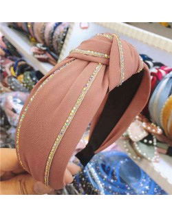 Paillettes Embellished Knot Fashion Cloth Women Hair Hoop - Dark Pink