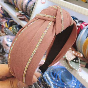 Paillettes Embellished Knot Fashion Cloth Women Hair Hoop - Dark Pink
