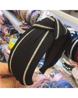Paillettes Embellished Knot Fashion Cloth Women Hair Hoop - Black