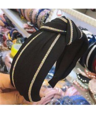 Paillettes Embellished Knot Fashion Cloth Women Hair Hoop - Black