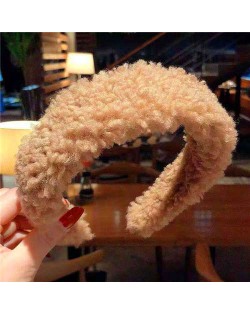 Korean High Fashion Fluffy Texture Women Hair Hoop - Coffee