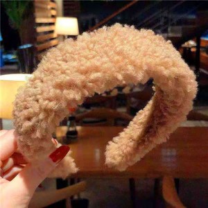 Korean High Fashion Fluffy Texture Women Hair Hoop - Coffee