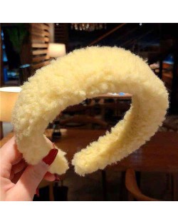 Korean High Fashion Fluffy Texture Women Hair Hoop - Yellow
