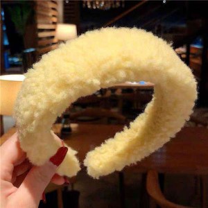 Korean High Fashion Fluffy Texture Women Hair Hoop - Yellow