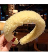 Korean High Fashion Fluffy Texture Women Hair Hoop - Yellow