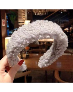Korean High Fashion Fluffy Texture Women Hair Hoop - Gray