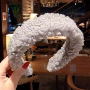 Korean High Fashion Fluffy Texture Women Hair Hoop - Gray