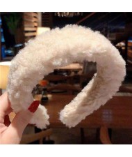 Korean High Fashion Fluffy Texture Women Hair Hoop - Creamy White