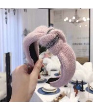 Rhinestone Embellished Plush Fashion Winter Style Women Hair Hoop - Pink
