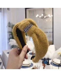 Rhinestone Embellished Plush Fashion Winter Style Women Hair Hoop - Yellow