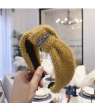 Rhinestone Embellished Plush Fashion Winter Style Women Hair Hoop - Yellow