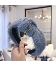 Rhinestone Embellished Plush Fashion Winter Style Women Hair Hoop - Blue
