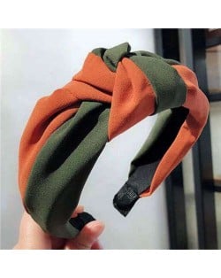 Contrast Colors Design Knot Style Cloth Women Hair Hoop - Green