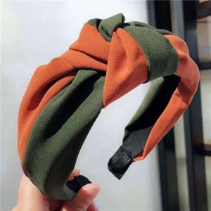 Contrast Colors Design Knot Style Cloth Women Hair Hoop - Green