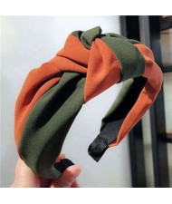 Contrast Colors Design Knot Style Cloth Women Hair Hoop - Green