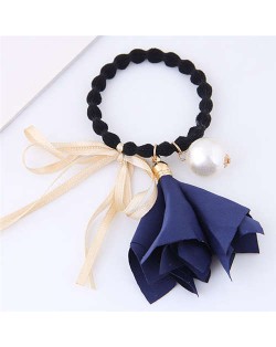 Trumpet Flower Pearl and Bowknot Decorated Korean Fashion Hair Band - Royal Blue