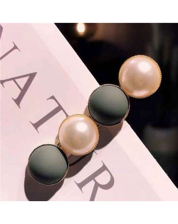 Resin Beads and Artificial Pearl Alloy Women Hair Barrette - Green