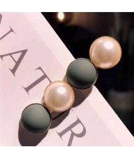 Resin Beads and Artificial Pearl Alloy Women Hair Barrette - Green