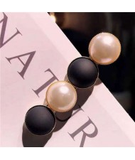 Resin Beads and Artificial Pearl Alloy Women Hair Barrette - Black