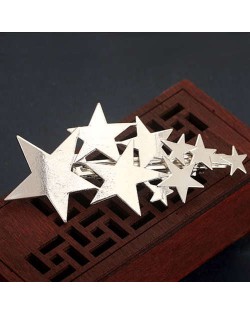 Lucky Stars Shining Fashion Alloy Women Hair Barrette - Silver