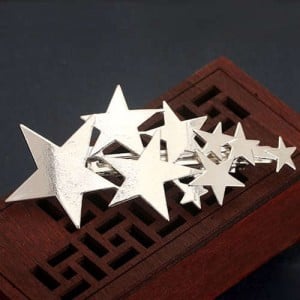 Lucky Stars Shining Fashion Alloy Women Hair Barrette - Silver