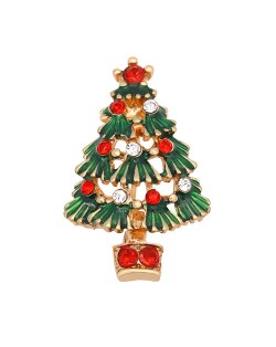 Oil-spot Glazed Christmas Tree Design High Fashion Brooch - Green
