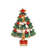Oil-spot Glazed Christmas Tree Design High Fashion Brooch - Green