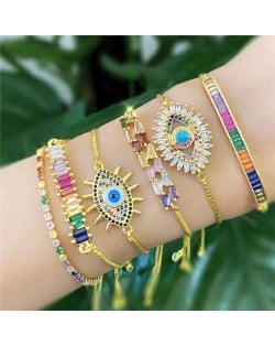 Colorful Cubic Zirconia Inlaid Magic Eyes 18K Gold Plared Fine Jewelry Type Bracelets