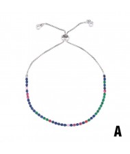 Colorful Cubic Zirconia Embellished Evil Eye 18K Gold Plated Fine Jewelry Type Bracelets