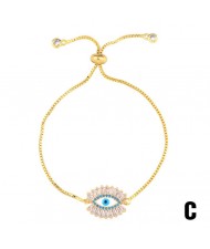 Colorful Cubic Zirconia Embellished Evil Eye 18K Gold Plated Fine Jewelry Type Bracelets