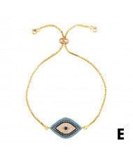 Colorful Cubic Zirconia Embellished Evil Eye 18K Gold Plated Fine Jewelry Type Bracelets