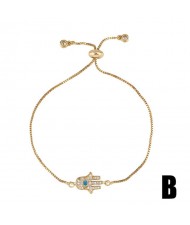 Colorful Cubic Zirconia Inlaid Magic Hand Elements 18K Gold Plated Fine Jewelry Type Bracelets