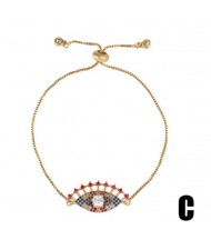 Colorful Cubic Zirconia Inlaid Magic Hand Elements 18K Gold Plated Fine Jewelry Type Bracelets