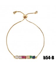 Colorful Cubic Zirconia Inlaid Magic Hand Elements 18K Gold Plated Fine Jewelry Type Bracelets