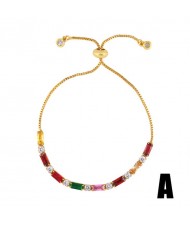 Colorful Cubic Zirconia Inlaid Kids Heart and Cross 18K Gold Plated Fine Jewelry Type Bracelets