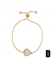 Colorful Cubic Zirconia Inlaid Kids Heart and Cross 18K Gold Plated Fine Jewelry Type Bracelets