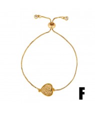 Colorful Cubic Zirconia Inlaid Kids Heart and Cross 18K Gold Plated Fine Jewelry Type Bracelets