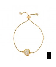 Colorful Cubic Zirconia Inlaid Kids Heart and Cross 18K Gold Plated Fine Jewelry Type Bracelets