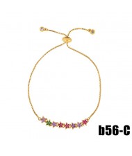 Colorful Cubic Zirconia Inlaid Kids Heart and Cross 18K Gold Plated Fine Jewelry Type Bracelets
