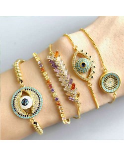 Colorful Cubic Zirconia Inlaid Creative Eyes Design 18K Gold Plated Fine Jewelry Type Bracelets