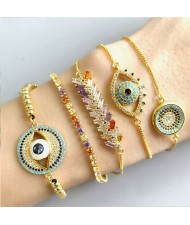 Colorful Cubic Zirconia Inlaid Creative Eyes Design 18K Gold Plated Fine Jewelry Type Bracelets