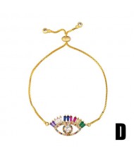 Colorful Cubic Zirconia Inlaid Creative Eyes Design 18K Gold Plated Fine Jewelry Type Bracelets