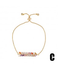 Colorful Cubic Zirconia Inlaid Creative Eyes Design 18K Gold Plated Fine Jewelry Type Bracelets