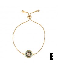 Colorful Cubic Zirconia Inlaid Creative Eyes Design 18K Gold Plated Fine Jewelry Type Bracelets