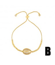 Colorful Cubic Zirconia Inlaid Cactus and Seashell 18K Gold Plated Fine Jewelry Type Bracelets