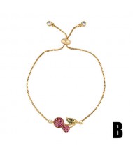 Colorful Cubic Zirconia Inlaid Paper Clip and Heart 18K Gold Plated Fine Jewelry Type Bracelets