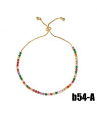 Colorful Cubic Zirconia Inlaid Paper Clip and Heart 18K Gold Plated Fine Jewelry Type Bracelets