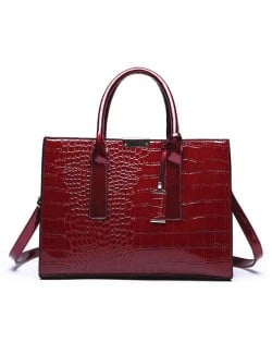 (3 Colors Available) Crocodile Texture Luxurious Design High Fashion Women Handbag/ Shoulder Bag