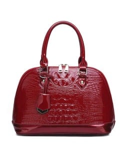 (3 Colors Available) Crocodile Texture Seashell Shape High Fashion Women Handbag/ Shoulder Bag