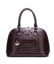 (3 Colors Available) Crocodile Texture Seashell Shape High Fashion Women Handbag/ Shoulder Bag